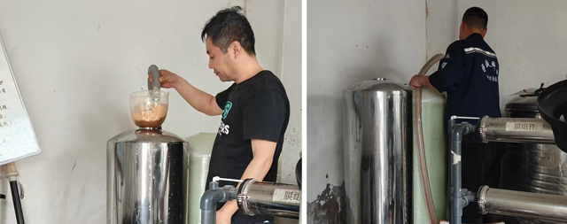 國(guó)鐵科林售后師傅為航天食堂飲水設(shè)備跟換濾芯保障飲水安全